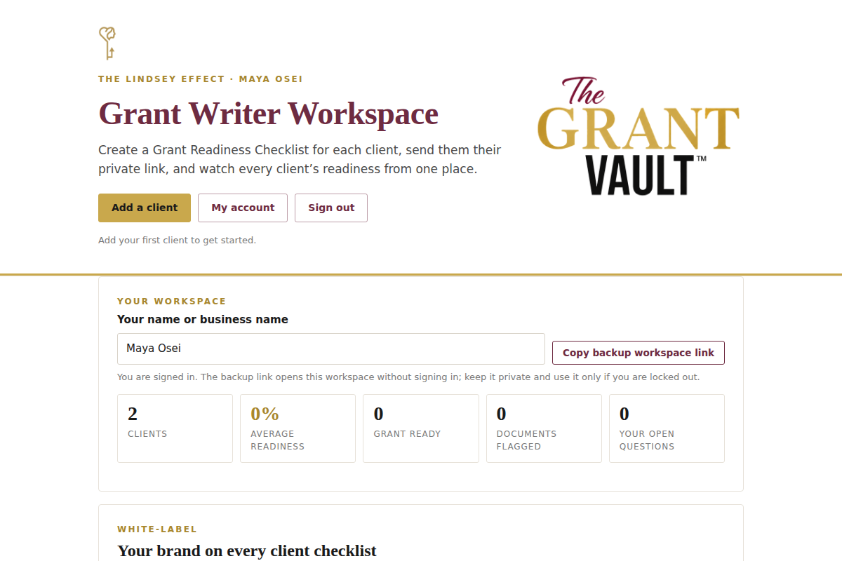 The professional's workspace with every client's readiness