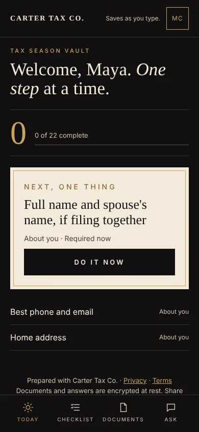 A client's Vault on a phone